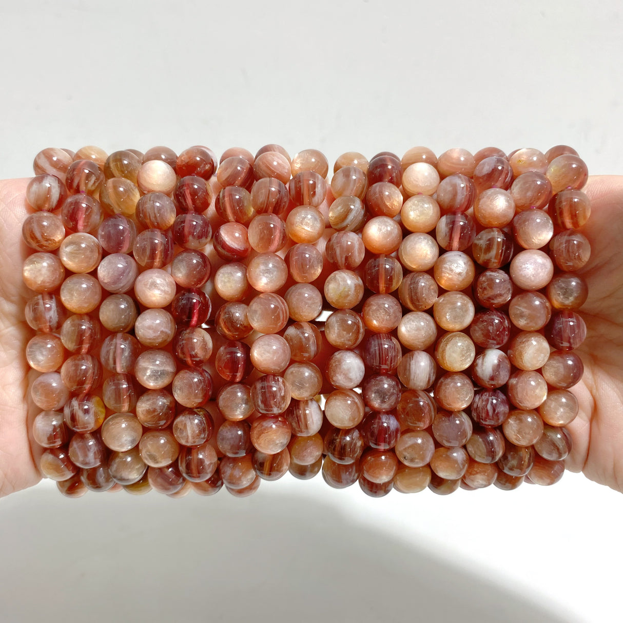 15 Pieces 9mm Pink Mica Bracelets