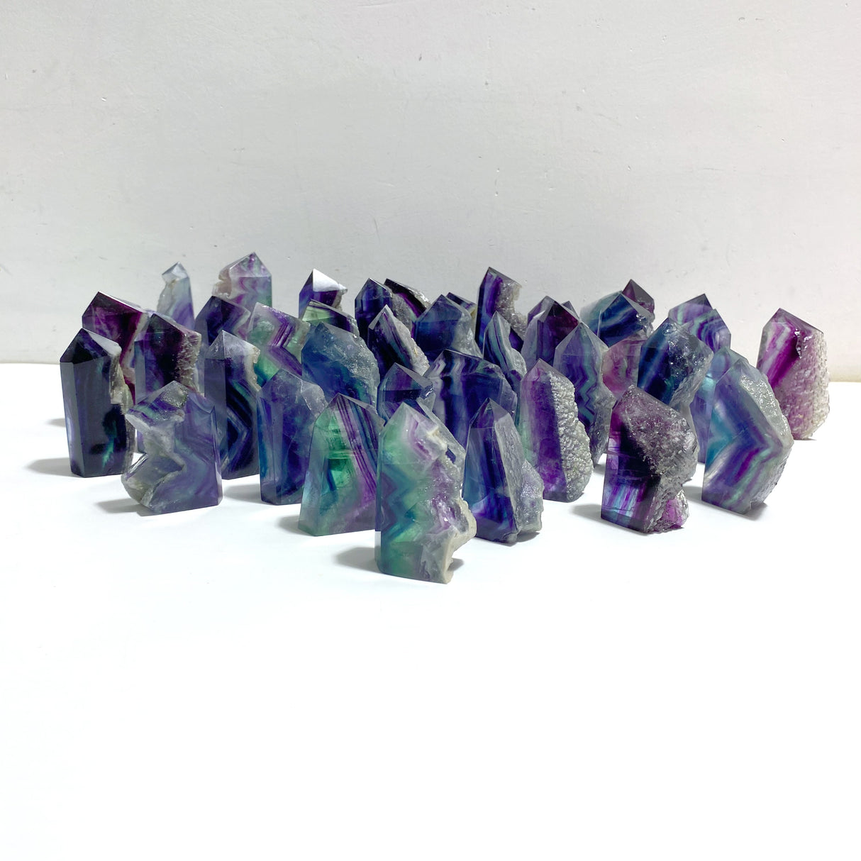 42 Pieces Rainbow Fluorite Raw Side Tower
