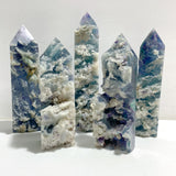 5 Pieces Rainbow Fluorite Raw Side Four-sided Tower Point
