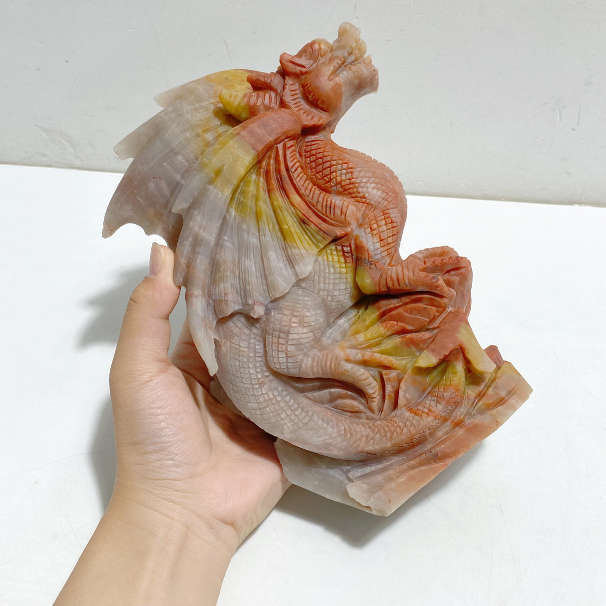 Unique China Stone Flying Dragon Castle Carving