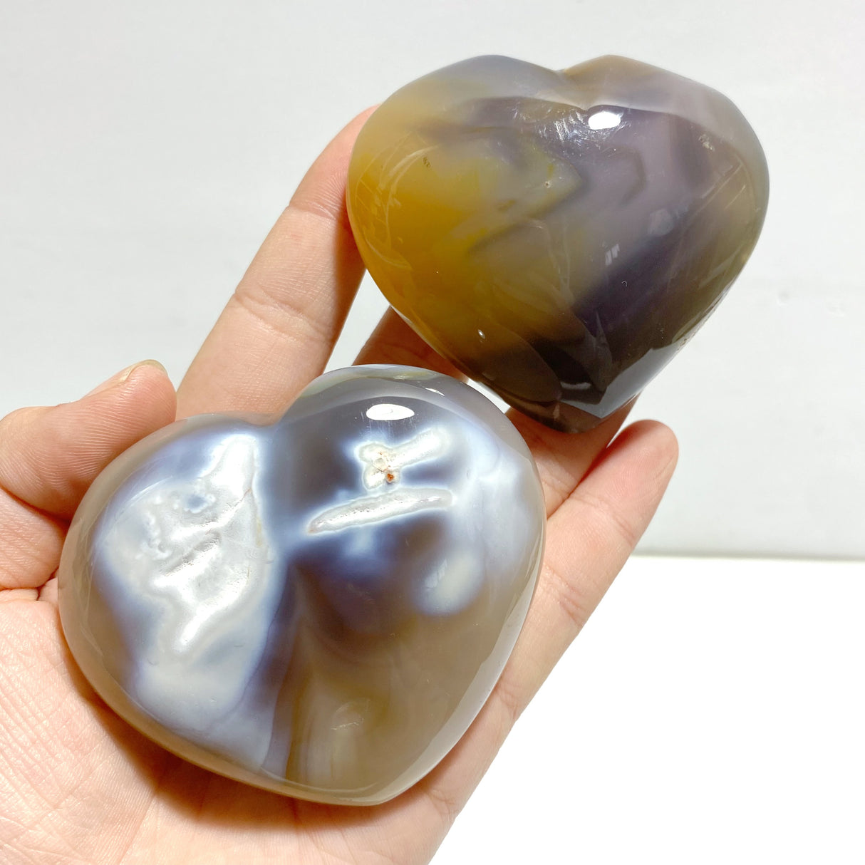 20 Pieces Black Orca Agate Heart #2