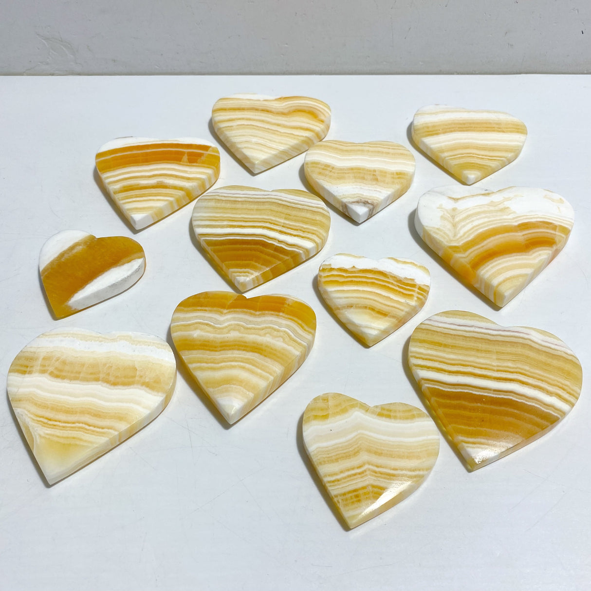 Stripe Yellow Calcite Heart Wholesale