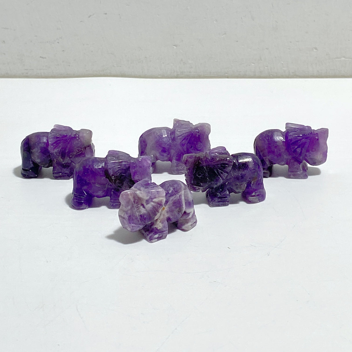Mini Chevron Amethyst Elephant Carving Wholesale