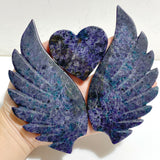 Fluorite Mixed Blue Apatite Heart Wing Carving With Stand