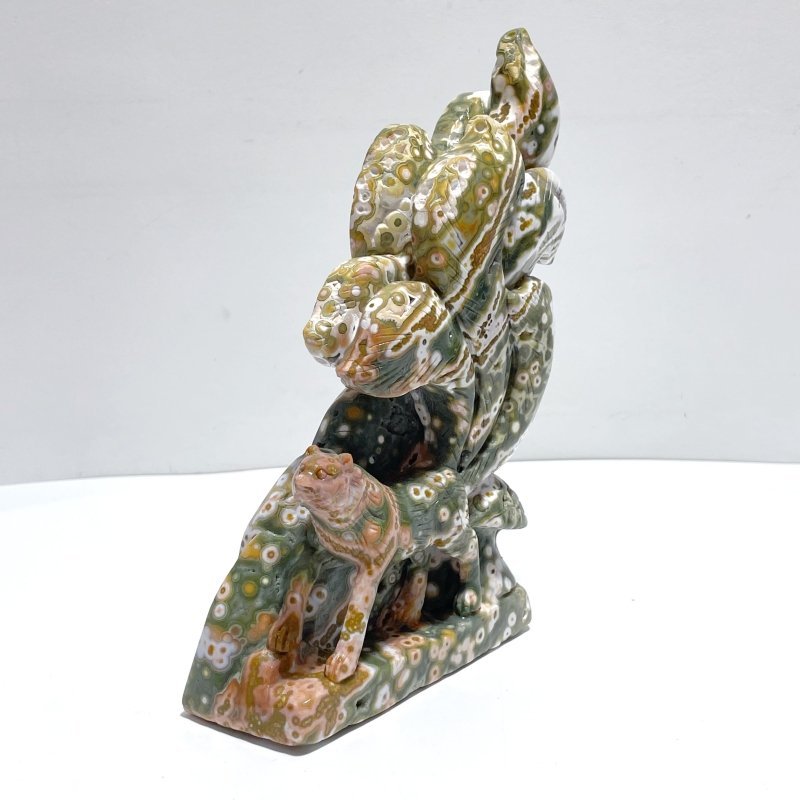 Beautiful 8th Vein Ocean Jasper Nine - tailed Fox Carving - Wholesale Crystals