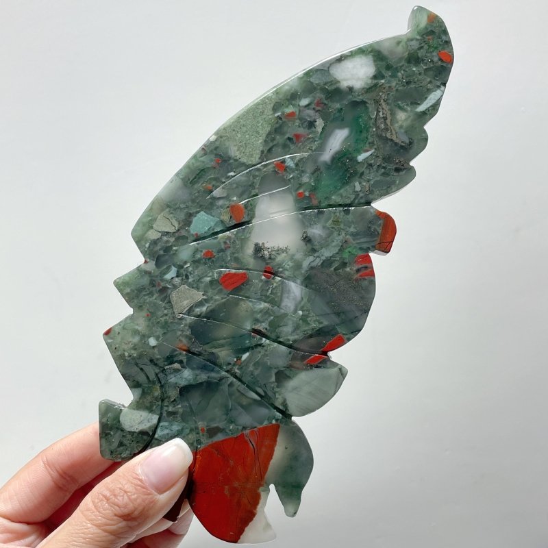 Beautiful Africa Blood Stone Butterfly Wing Carving With Stand - Wholesale Crystals