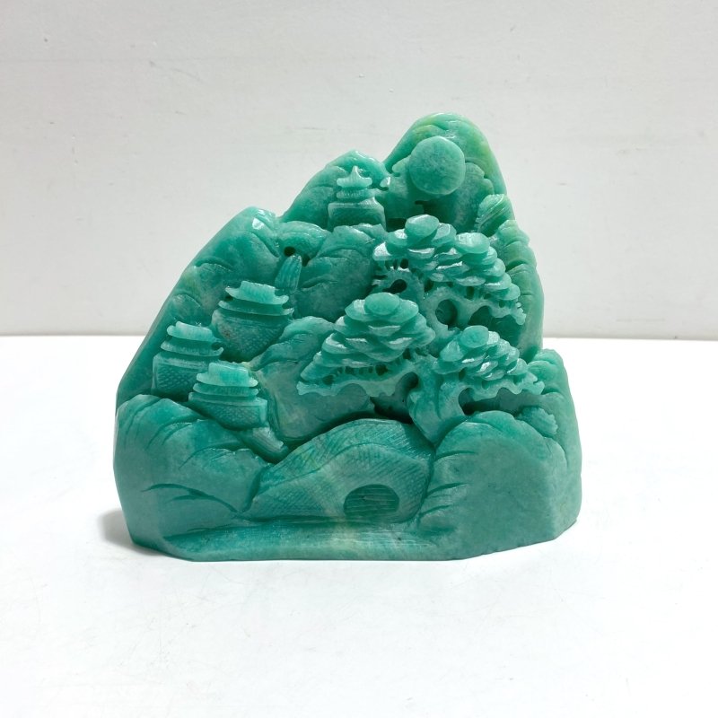 Beautiful Amazonite Landscape Pavilion Carving 2 - Wholesale Crystals