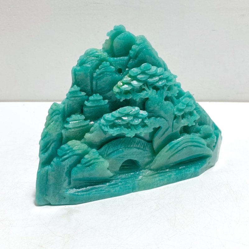 Beautiful Amazonite Landscape Pavilion Carving 3 - Wholesale Crystals