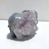 Beautiful Amethyst Mixed Geode Agate Druzy Elephant Animal Carving A05 - Wholesale Crystals