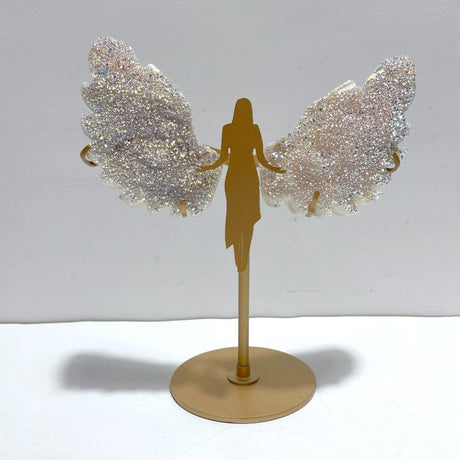 Beautiful Aura Quartz Cluster Angel Wing Carving With Stand - Wholesale Crystals