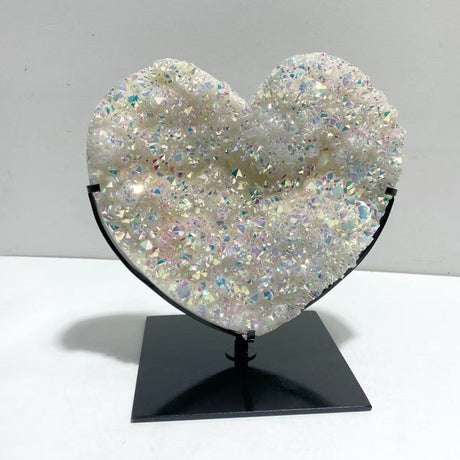 Beautiful Aura Quartz Cluster Heart With Stand 12 - Wholesale Crystals