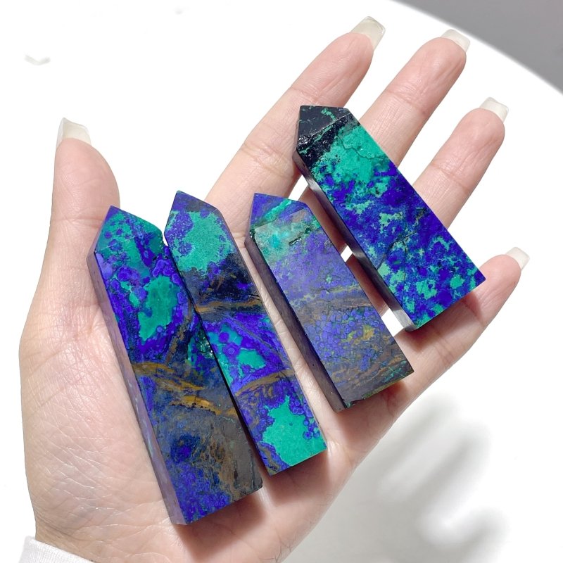 Beautiful Azurite mixed Malachite Point Tower Wholesale - Wholesale Crystals