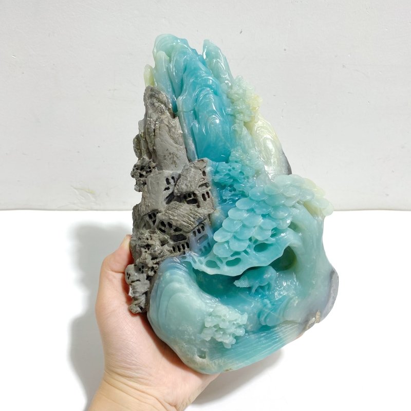 Beautiful Caribbean Calcite Mixed Pyrite Landscape Pavilion Carving - Wholesale Crystals