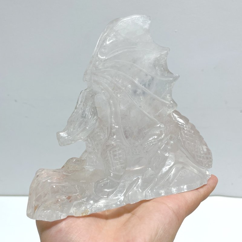 Beautiful Clear Quartz Flying Dragon Castle Carving 4 - Wholesale Crystals