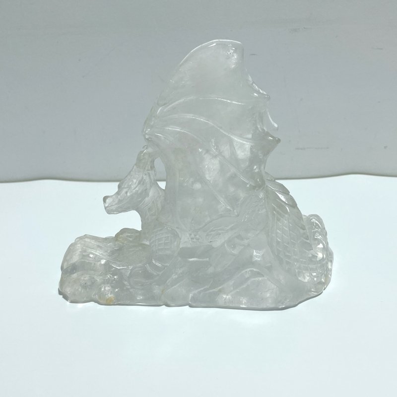 Beautiful Clear Quartz Flying Dragon Castle Carving 4 - Wholesale Crystals