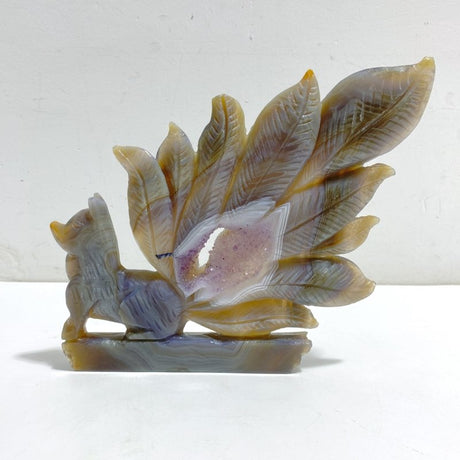Beautiful Geode Agate Druzy Nine-tailed Fox Carving 21 -Wholesale Crystals