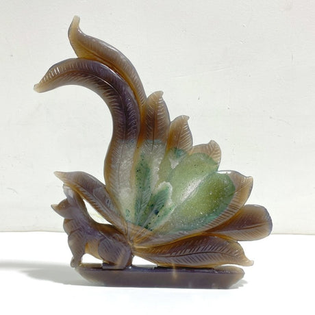 Beautiful Geode Druzy Agate Nine - tailed Fox Carving 1 - Wholesale Crystals