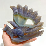 Beautiful Geode Druzy Agate Nine - tailed Fox Carving 7 - Wholesale Crystals