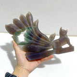 Beautiful Geode Druzy Agate Nine - tailed Fox Carving 9 - Wholesale Crystals