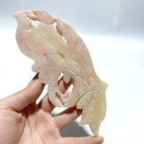 Beautiful Geode Druzy Sakura Flower Agate Butterfly Wing Carving With Stand - Wholesale Crystals