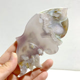 Beautiful Green Sakura Flower Agate Butterfly Wing Carving With Stand -Wholesale Crystals