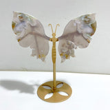 Beautiful Green Sakura Flower Agate Butterfly Wing Carving With Stand -Wholesale Crystals