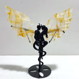 Beautiful Hematoid Quartz Golden Fire Quartz Demon And Angel Wing Carving With Stand - Wholesale Crystals