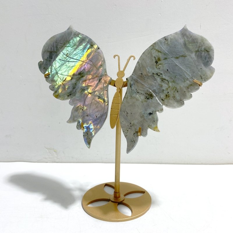 Beautiful Labradorite Butterfly Wing Carving With Stand - Wholesale Crystals