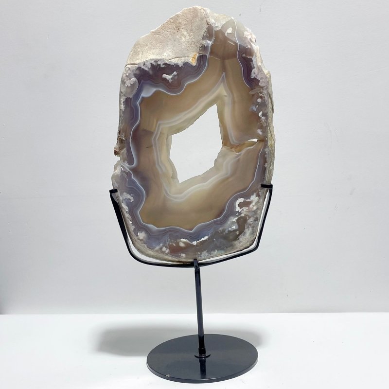 Beautiful Large Sakura Flower Geode Agate With Stand - Wholesale Crystals