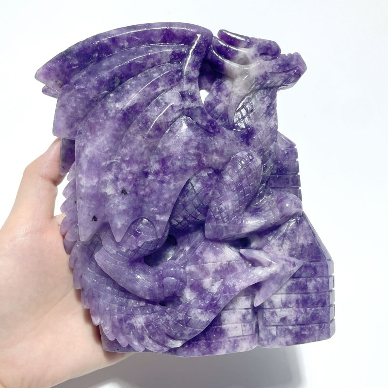 Beautiful Lepidolite Flying Dragon Carving - Wholesale Crystals