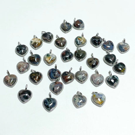 Beautiful Ocean Jasper Pendants Heart Shape Wholesale - Wholesale Crystals