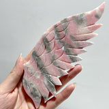 Beautiful Pink Opal Angel Wing Carving With Stand - Wholesale Crystals