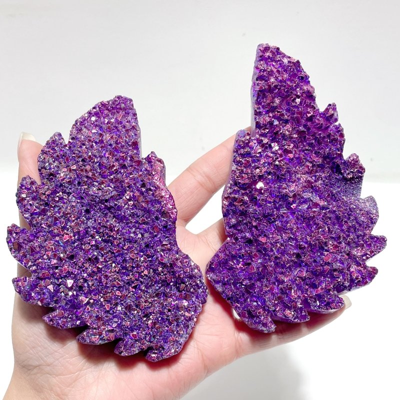 Beautiful Purple Aura Quartz Cluster Angel Wing With Stand - Wholesale Crystals