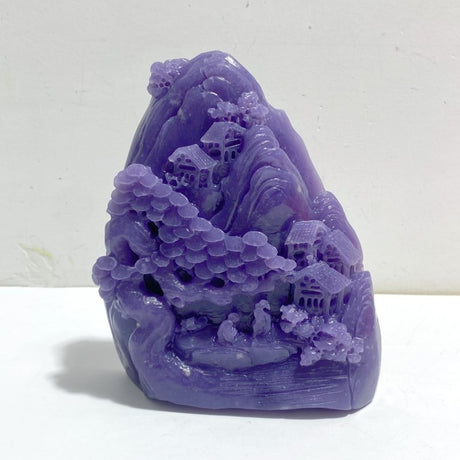 Beautiful Purple Jade Landscape Pavilion Carving 3 - Wholesale Crystals