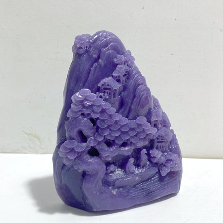 Beautiful Purple Jade Landscape Pavilion Carving 3 - Wholesale Crystals