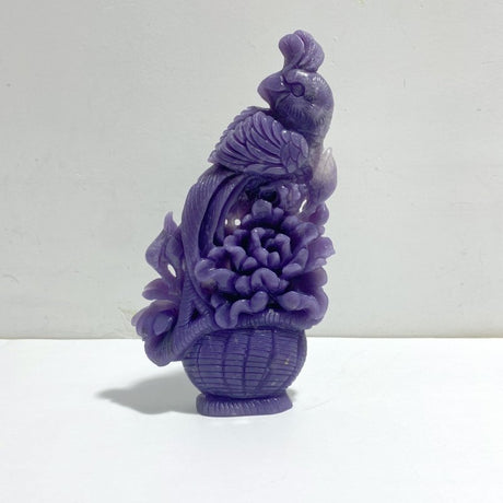 Beautiful Purple Jade Peacock Carving - Wholesale Crystals