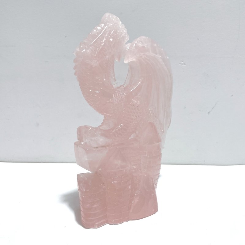 Beautiful Rose Quartz Flying Dragon Castle Carving - Wholesale Crystals