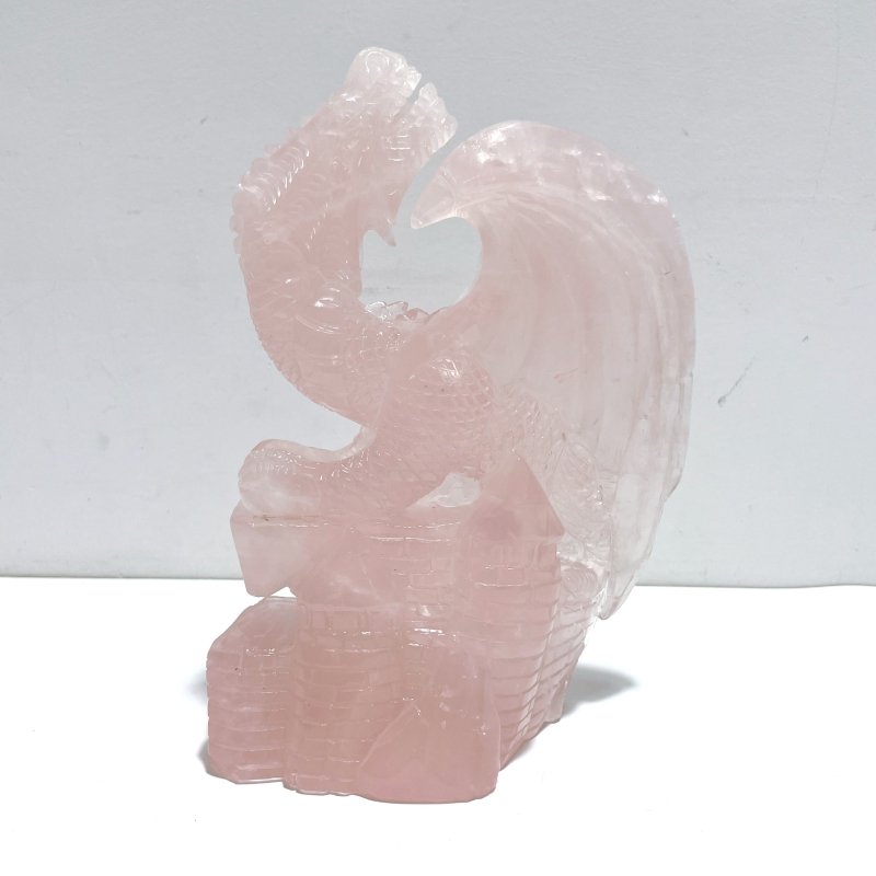 Beautiful Rose Quartz Flying Dragon Castle Carving - Wholesale Crystals