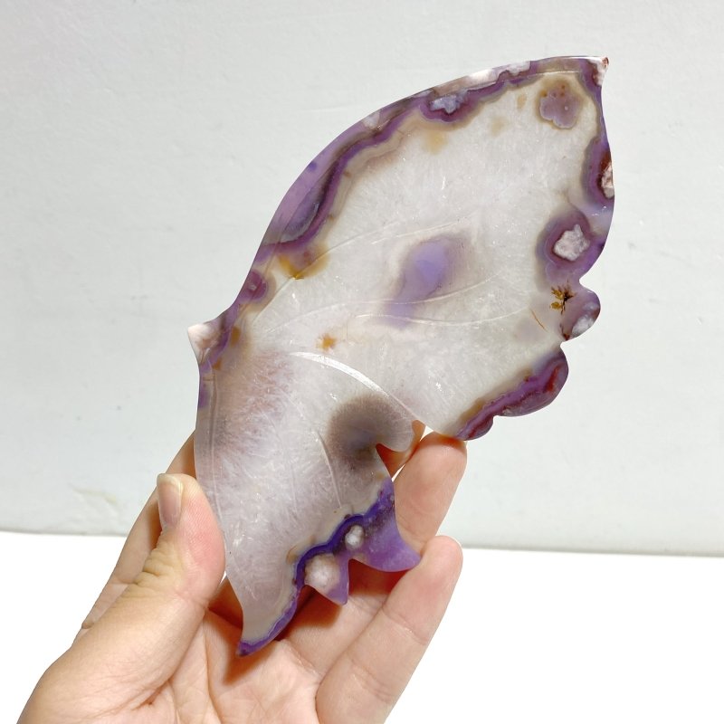 Beautiful Sakura Flower Agate Butterfly Wing Carving With Stand - Wholesale Crystals