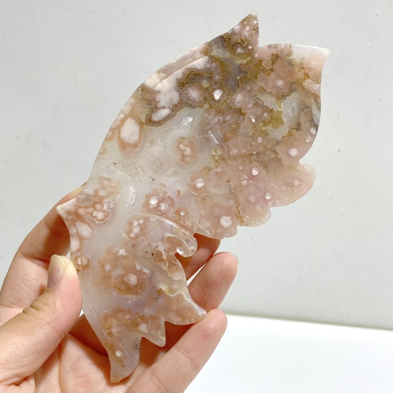 Beautiful Sakura Flower Agate Butterfly Wing Carving With Stand -Wholesale Crystals