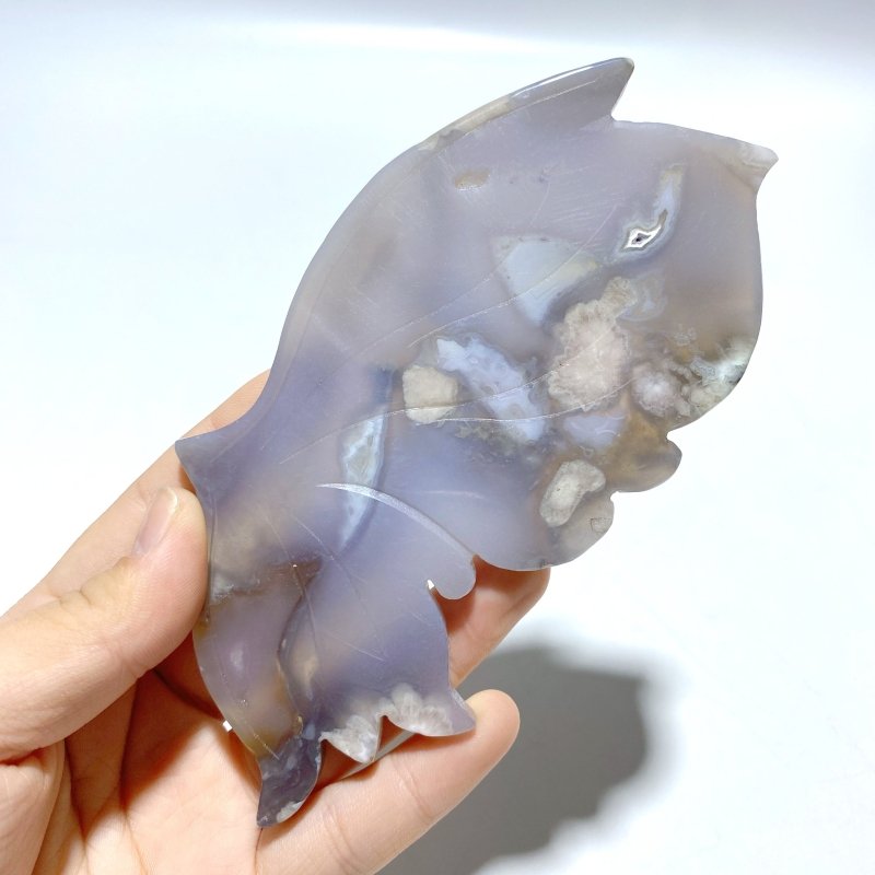 Beautiful Sakura Flower Agate Butterfly Wing Carving With Stand - Wholesale Crystals