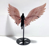 Beautiful Strawberry Quartz Angel Wing Carving With Stand - Wholesale Crystals