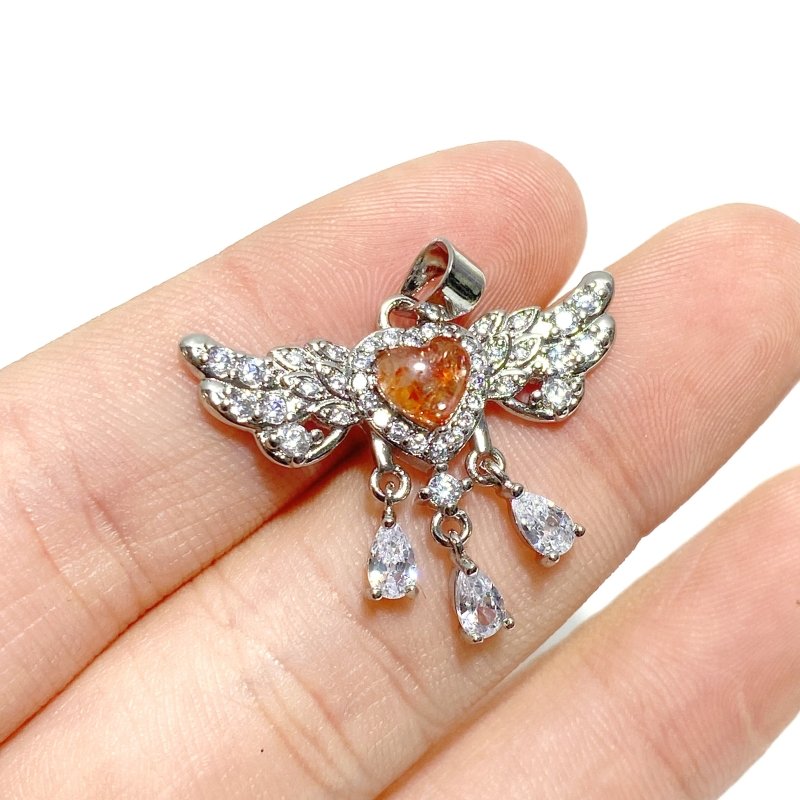 Beautiful Sunstone Heart Wing Pendants Wholesale - Wholesale Crystals