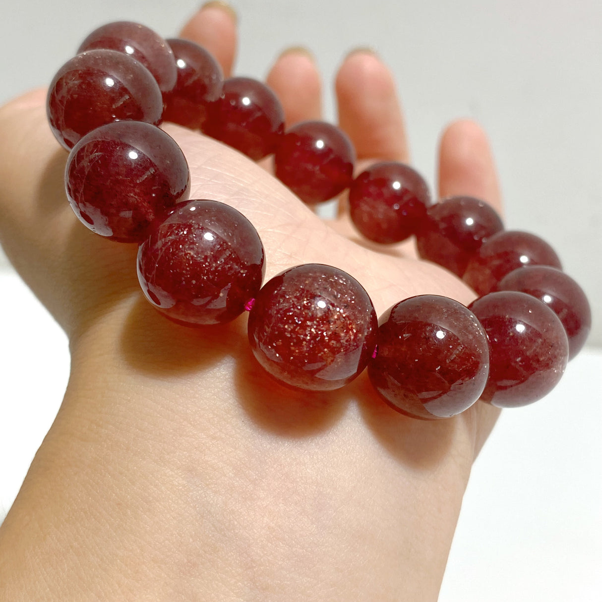 High Grade 15mm Spark Strawberry Quartz Bracelet