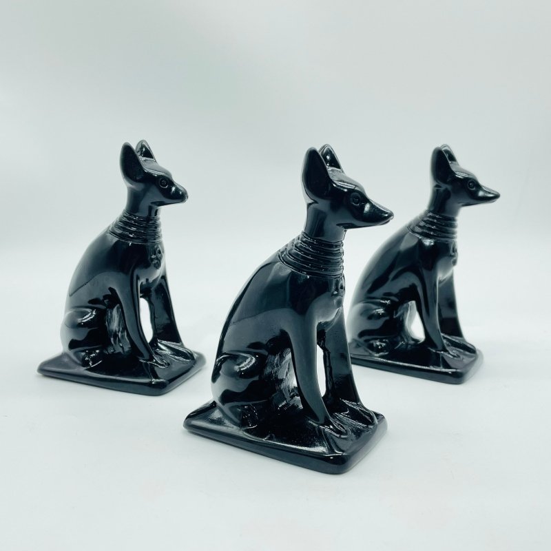 Black Obsidian Egyptian Anubis Dog Carving Wholesale - Wholesale Crystals