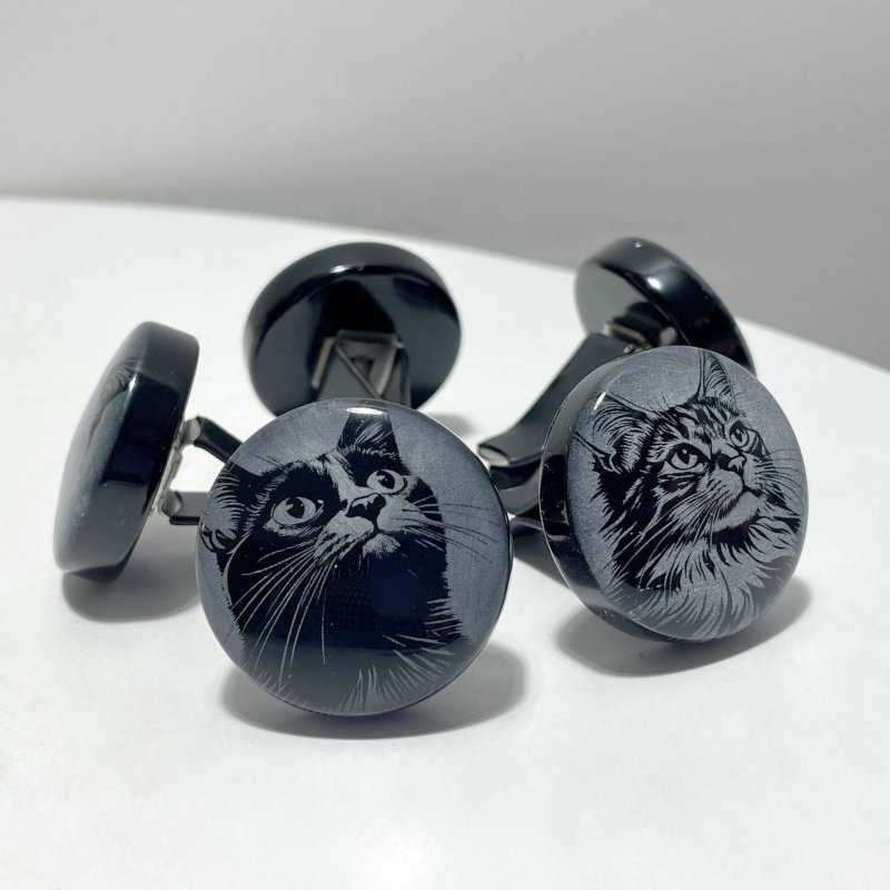 Black Obsidian Engraved Cat Car Air Vent Clips Wholesale Car Accessories - Wholesale Crystals