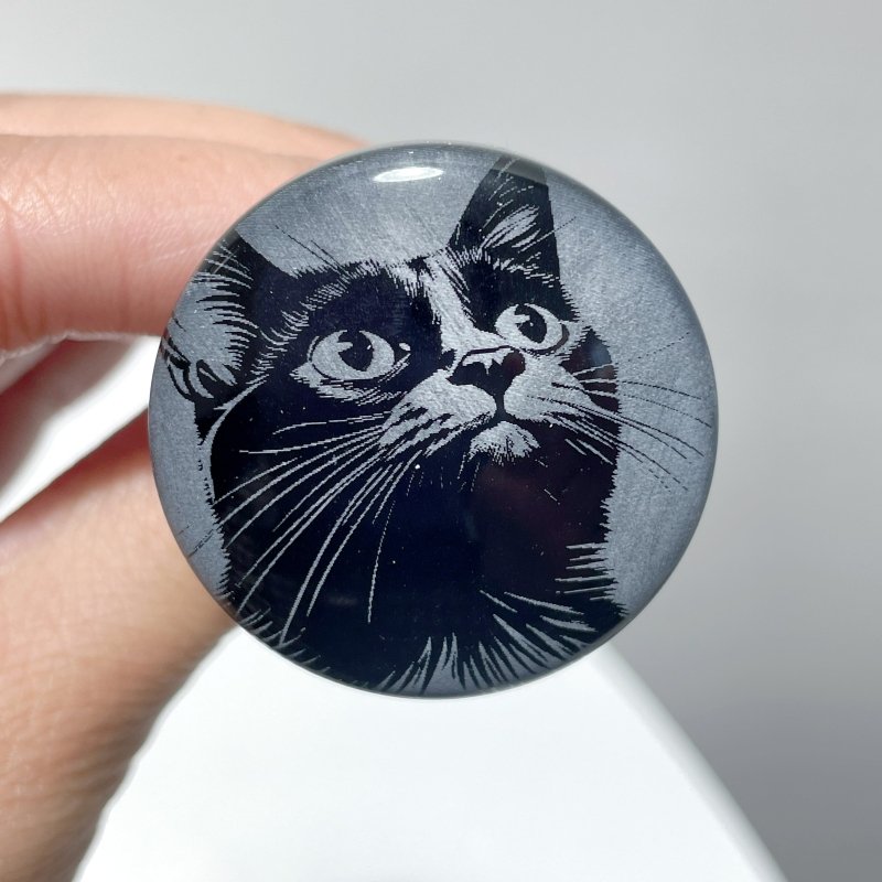 Black Obsidian Engraved Cat Car Air Vent Clips Wholesale Car Accessories - Wholesale Crystals