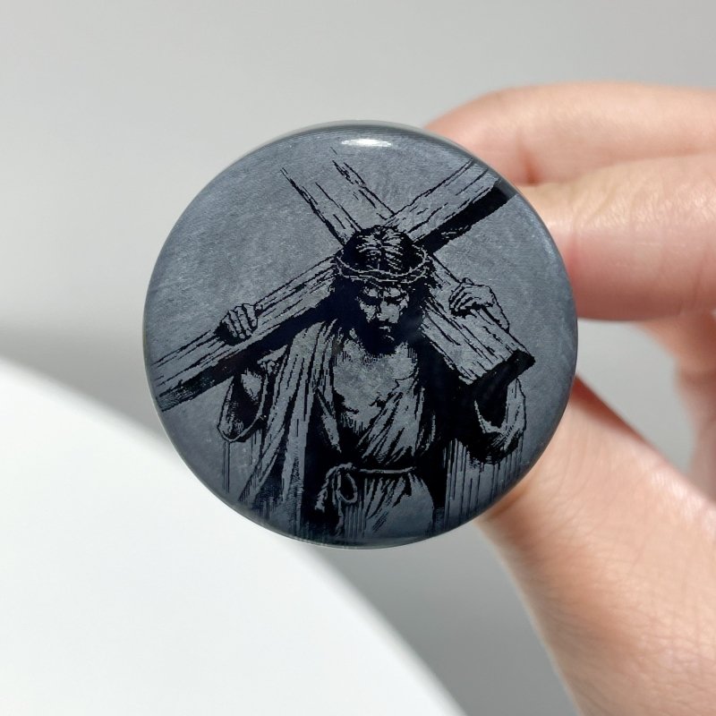 Black Obsidian Engraved Jesus Christ Car Air Vent Clips Wholesale Car Accessories - Wholesale Crystals