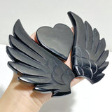 Black Obsidian Heart Wing Carving With Stand -Wholesale Crystals