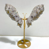 Black Sakura Flower Agate Butterfly Wing Carving With Stand -Wholesale Crystals